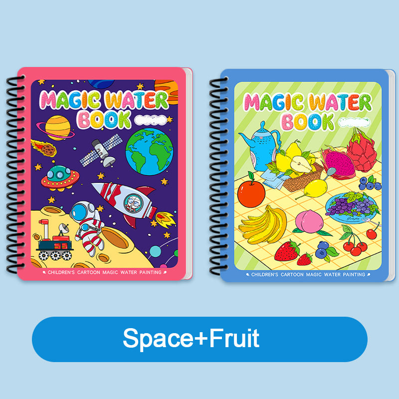 Hatwoo 2 Pack Random Style Magic Water Book With Pen (Random Color), Educational Magic Water Painting Book, Reusable Graffiti Filling Book, Christmas Gift
