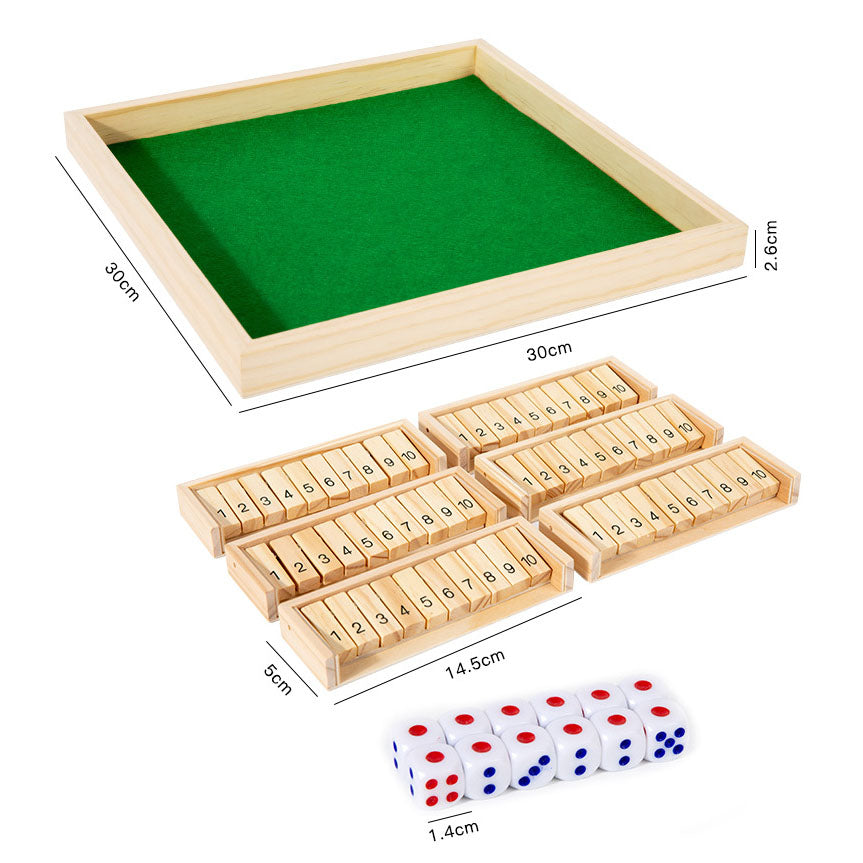 Hatwoo Shut the Box Game,  Wooden Number Flip Board, New Wooden Board Game with 10 Numbers for 4-6 players, Desktop Board Game Flip 10 Numbers for Party Birthday Leisure Time