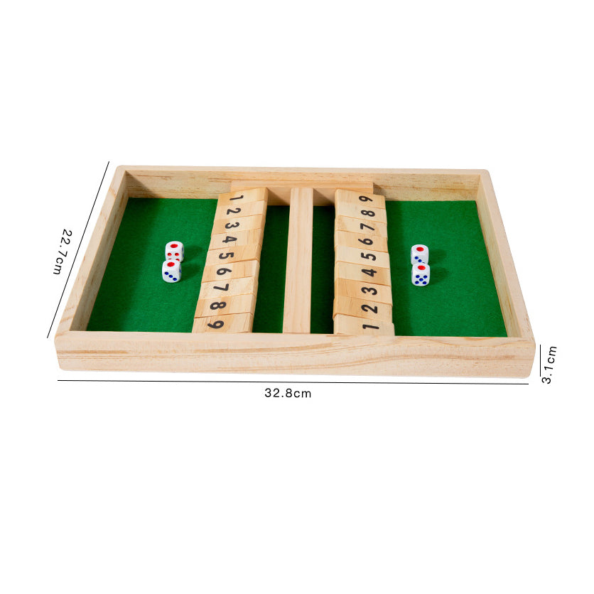 Hatwoo Double-side Wooden Shut the Box Math Board Game with Number Tiles for 2 Players, Ideal for Number Practice Addition Subtraction Skills Educational Family Strategy Game Night Gift