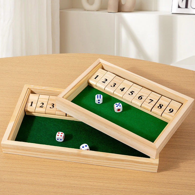 Hatwoo Wooden Shut the Box Math Board Game with Number Tiles for 1-2 Players, Ideal for Number Practice Addition Subtraction Skills Educational Family Strategy Game Night Gift