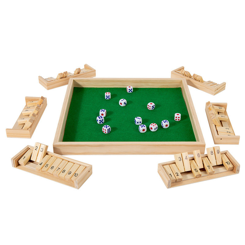 Hatwoo Shut the Box Game,  Wooden Number Flip Board, New Wooden Board Game with 10 Numbers for 4-6 players, Desktop Board Game Flip 10 Numbers for Party Birthday Leisure Time