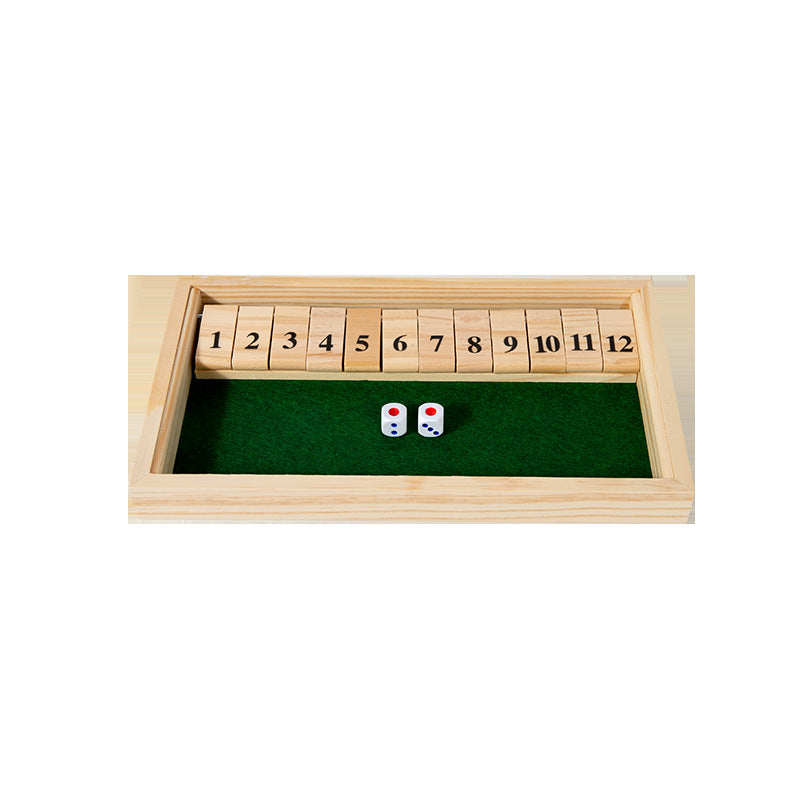 Hatwoo Wooden Shut the Box Math Board Game with Number Tiles for 1-2 Players, Ideal for Number Practice Addition Subtraction Skills Educational Family Strategy Game Night Gift