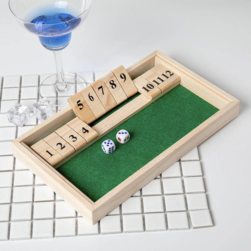 Hatwoo Wooden Shut the Box Math Board Game with Number Tiles for 1-2 Players, Ideal for Number Practice Addition Subtraction Skills Educational Family Strategy Game Night Gift