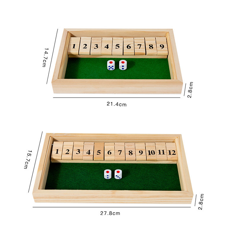 Hatwoo Wooden Shut the Box Math Board Game with Number Tiles for 1-2 Players, Ideal for Number Practice Addition Subtraction Skills Educational Family Strategy Game Night Gift