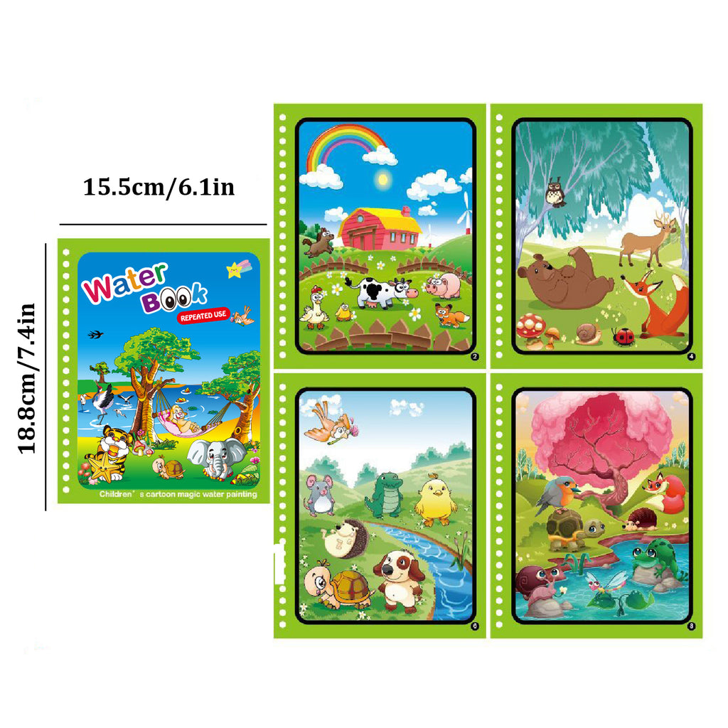 Hatwoo 2 Pack Magic Water Book With Pen (Random Color), Educational Magic Water Painting Book, Reusable Graffiti Filling Book, Christmas Gift