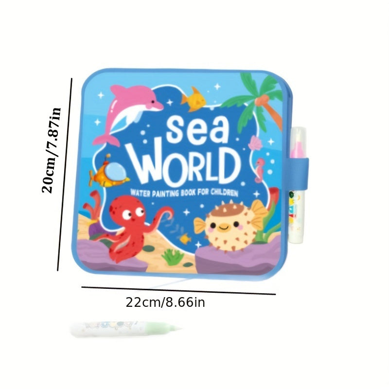 Hatwoo 1 Pack Random Style Magic Water Book With Pen (Random Color), Educational Magic Water Painting Book, Reusable Graffiti Filling Book, Christmas Gift