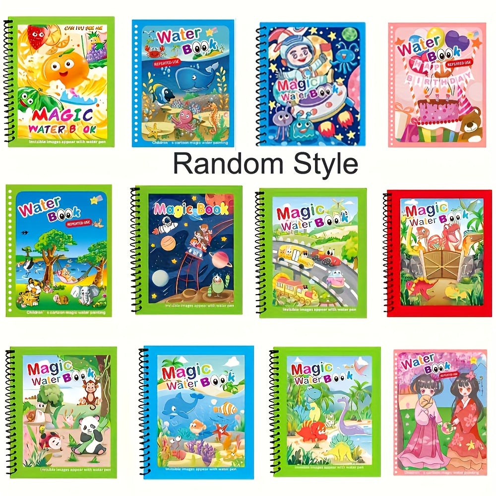 Hatwoo 12 Pack Magic Water Book With Pen (Random Color), Educational Magic Water Painting Book, Reusable Graffiti Filling Book, Christmas Gift