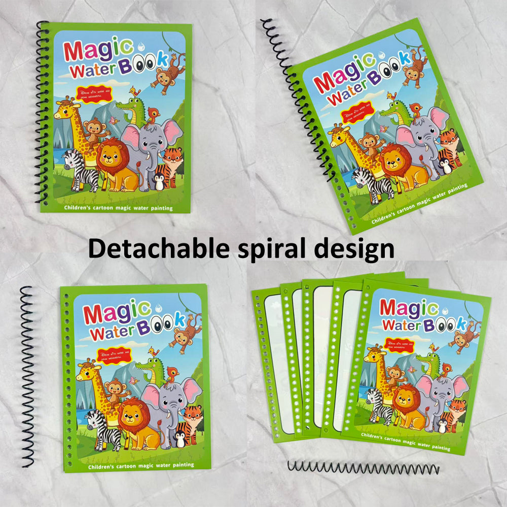 Hatwoo 2 Pack  Magic Water Book With Pen (Random Color), Educational Magic Water Painting Book, Reusable Graffiti Filling Book, Christmas Gift