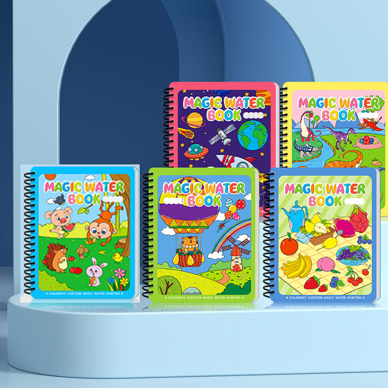 Hatwoo 2 Pack Random Style Magic Water Book With Pen (Random Color), Educational Magic Water Painting Book, Reusable Graffiti Filling Book, Christmas Gift