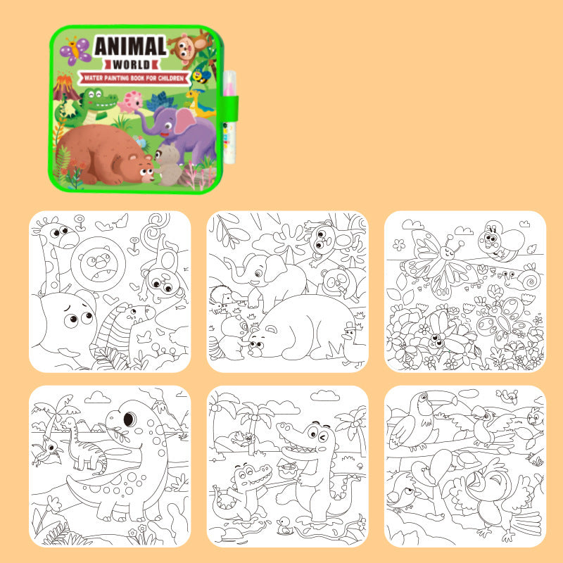 Hatwoo 1 Pack Random Style Magic Water Book With Pen (Random Color), Educational Magic Water Painting Book, Reusable Graffiti Filling Book, Christmas Gift