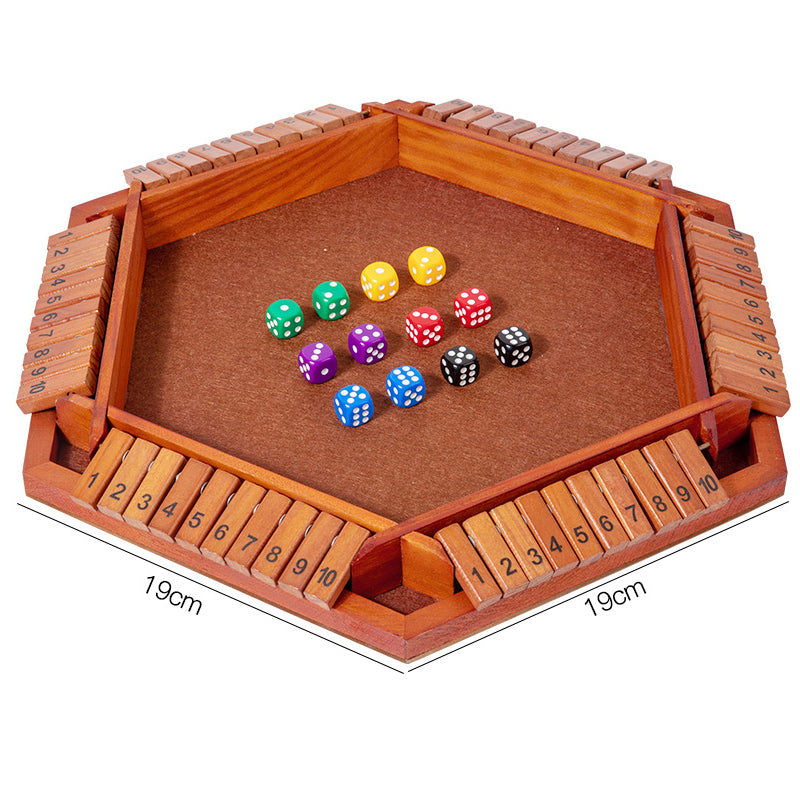 Hatwoo Shut the Box Dice Game, Six-sided Board Flip Game, Wooden Board Game with 10 Numbers, Classics Game for Party Birthday Leisure Time