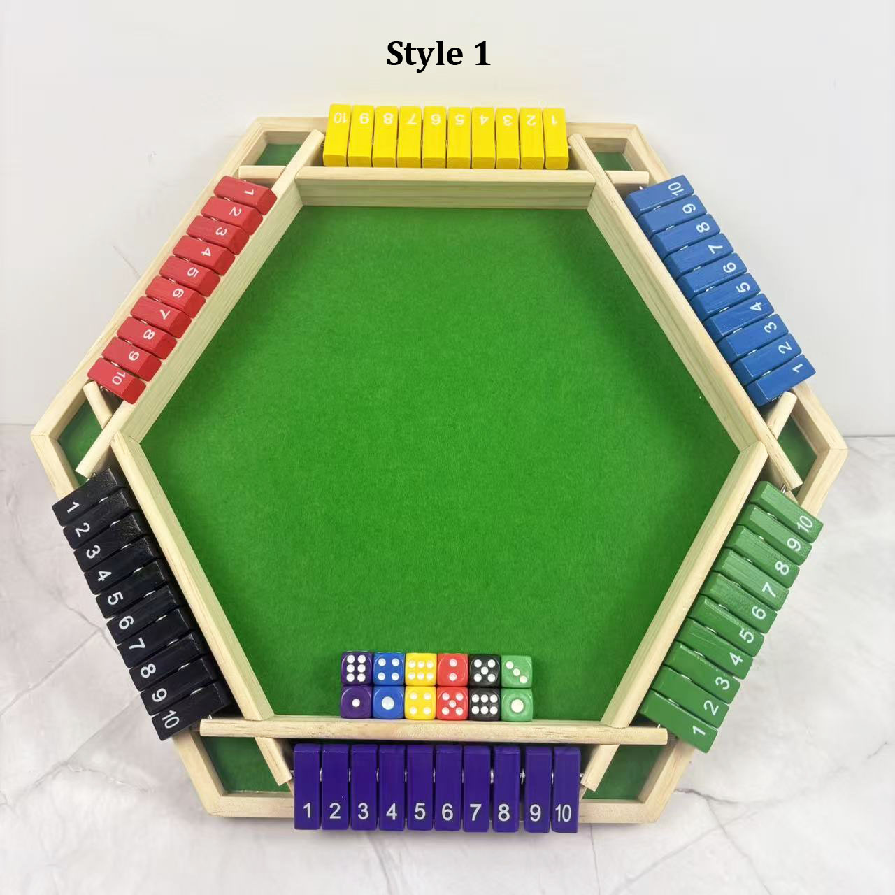 Hatwoo Shut the Box Dice Game, 2-6 Player Colorful Six-sided Board Flip Game, Wooden Classic Board Game with 10 Numbers for Party Birthday Leisure Time