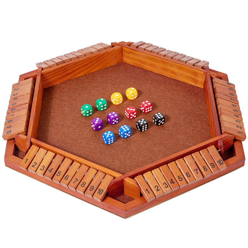 Hatwoo Shut the Box Dice Game, Six-sided Board Flip Game, Wooden Board Game with 10 Numbers, Classics Game for Party Birthday Leisure Time
