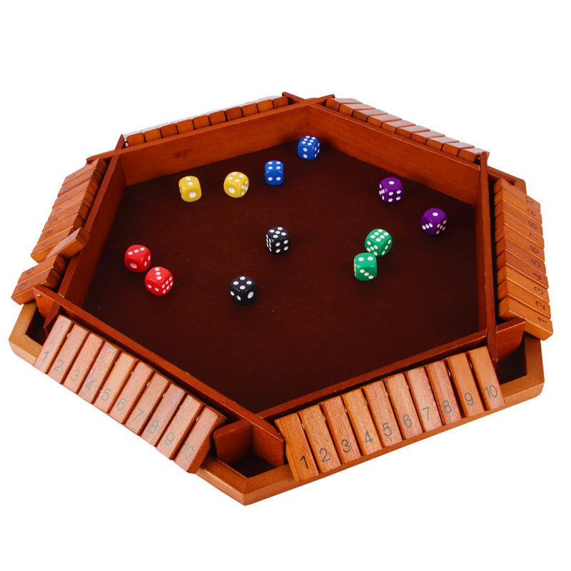Hatwoo Shut the Box Dice Game, Six-sided Board Flip Game, Wooden Board Game with 10 Numbers, Classics Game for Party Birthday Leisure Time