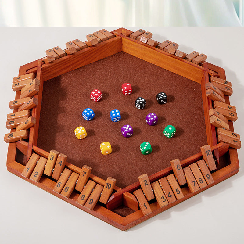 Hatwoo Shut the Box Dice Game, Six-sided Board Flip Game, Wooden Board Game with 10 Numbers, Classics Game for Party Birthday Leisure Time