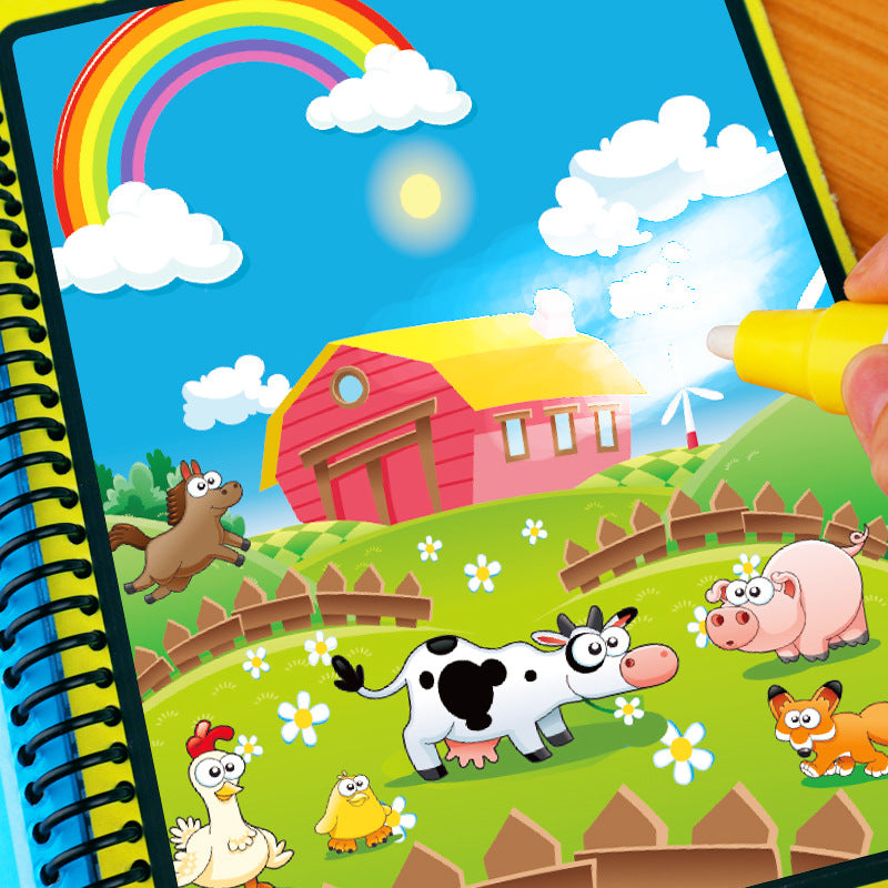 Hatwoo 18 Pack Magic Water Book With Pen (Random Color), Educational Magic Water Painting Book, Reusable Graffiti Filling Book, Christmas Gift