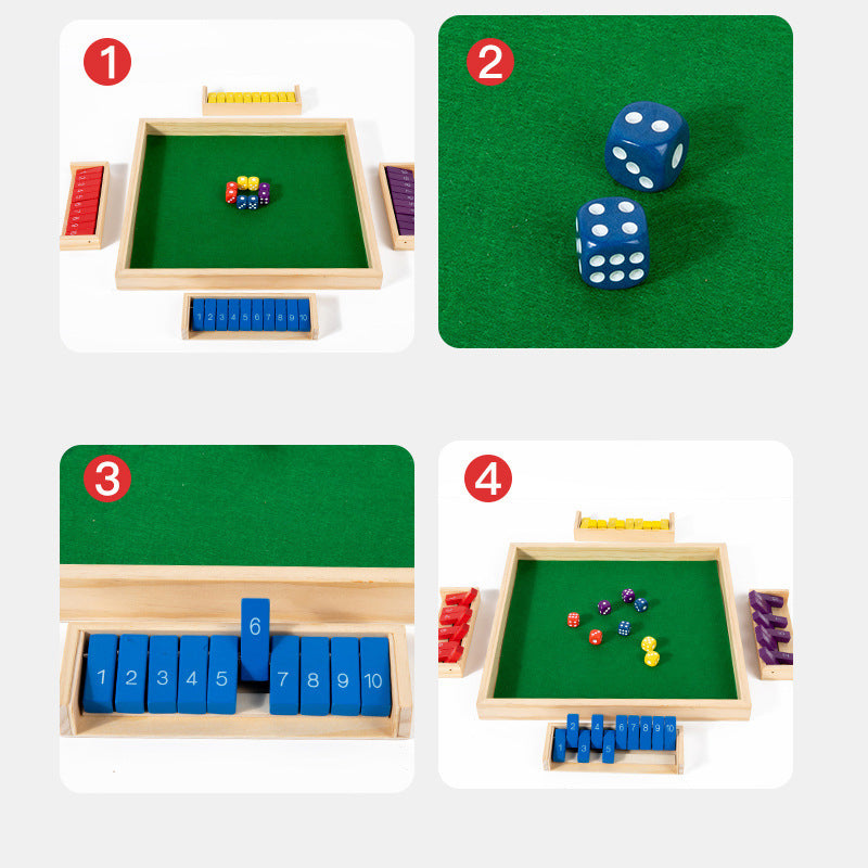 Hatwoo Colorful Shut the Box Dice Game, Wooden Number Flip Board Classic 6 Color 10 Numbers Board Game for Party Birthday Leisure Time Fun Game