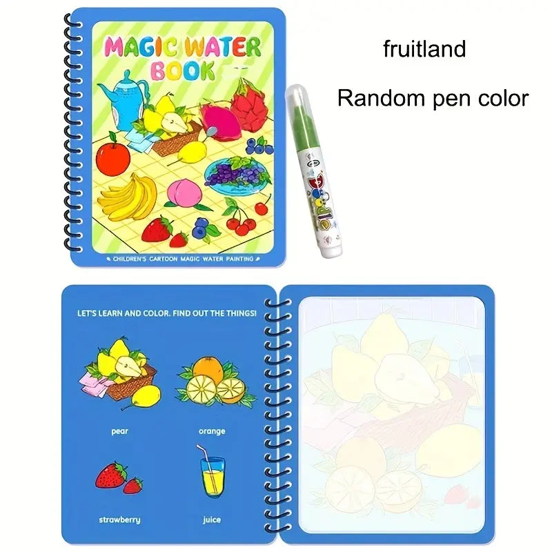 Hatwoo 2 Pack Random Style Magic Water Book With Pen (Random Color), Educational Magic Water Painting Book, Reusable Graffiti Filling Book, Christmas Gift
