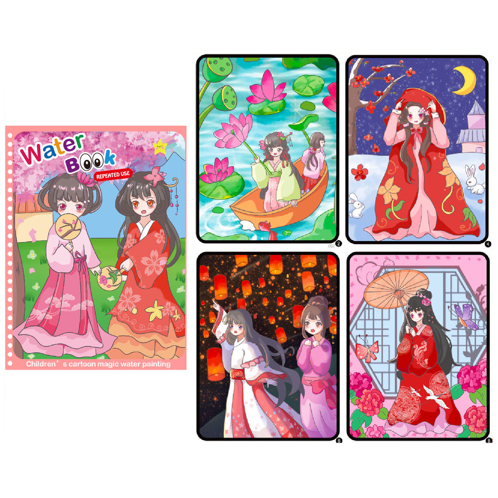 Hatwoo 12 Pack Magic Water Book With Pen (Random Color), Educational Magic Water Painting Book, Reusable Graffiti Filling Book, Christmas Gift