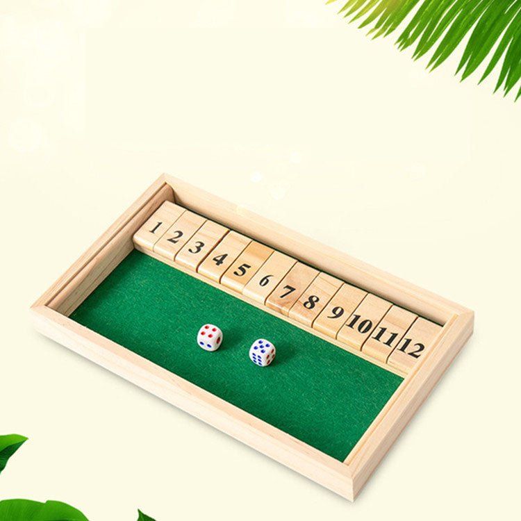 Hatwoo Wooden Shut the Box Math Board Game with Number Tiles for 1-2 Players, Ideal for Number Practice Addition Subtraction Skills Educational Family Strategy Game Night Gift