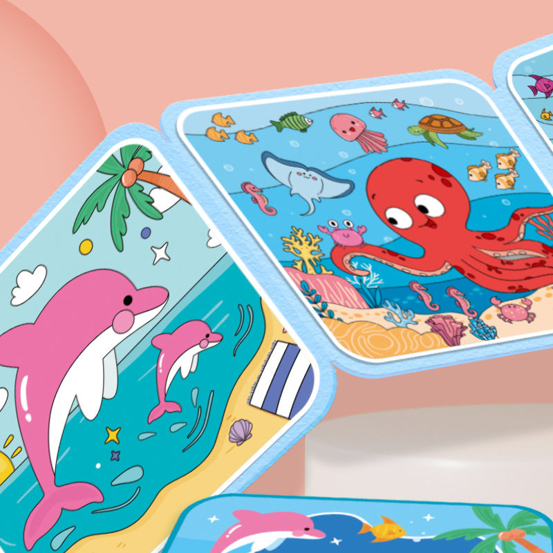 Hatwoo 4 pack Magic Water Book With Pen (Random Color), Educational Magic Water Painting Book, Reusable Graffiti Filling Book, Christmas Gift