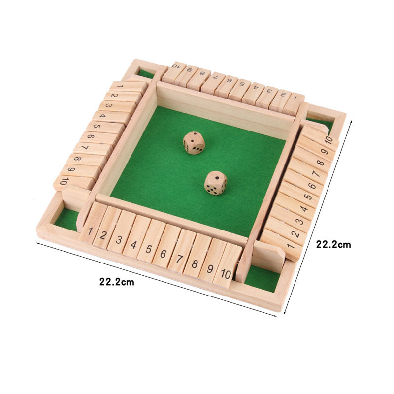Hatwoo Shut The Box Dice Game - Colorful 4 Sided Wooden Board Math Number Games for Kids Adults Families Party Club
