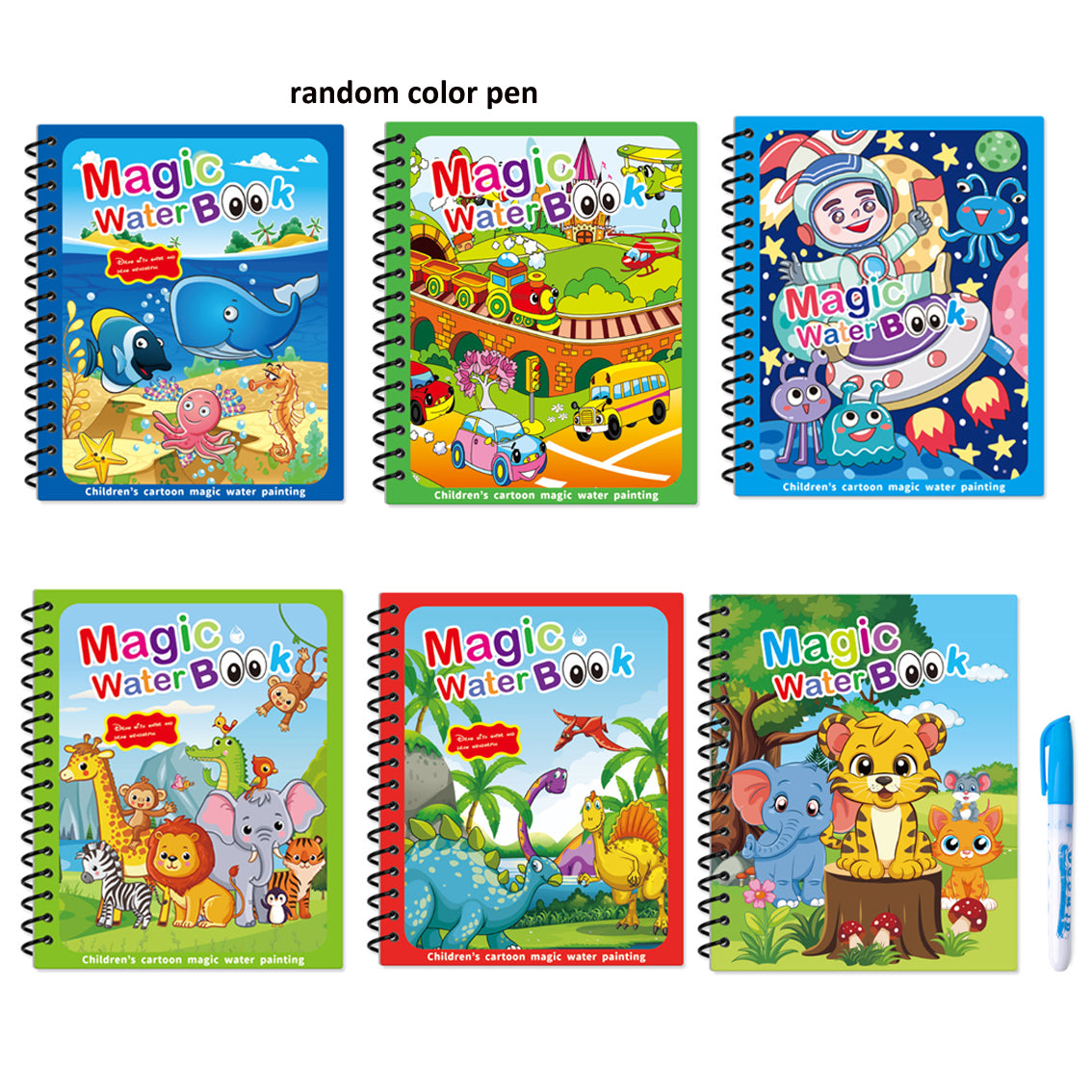 Hatwoo 2 Pack  Magic Water Book With Pen (Random Color), Educational Magic Water Painting Book, Reusable Graffiti Filling Book, Christmas Gift