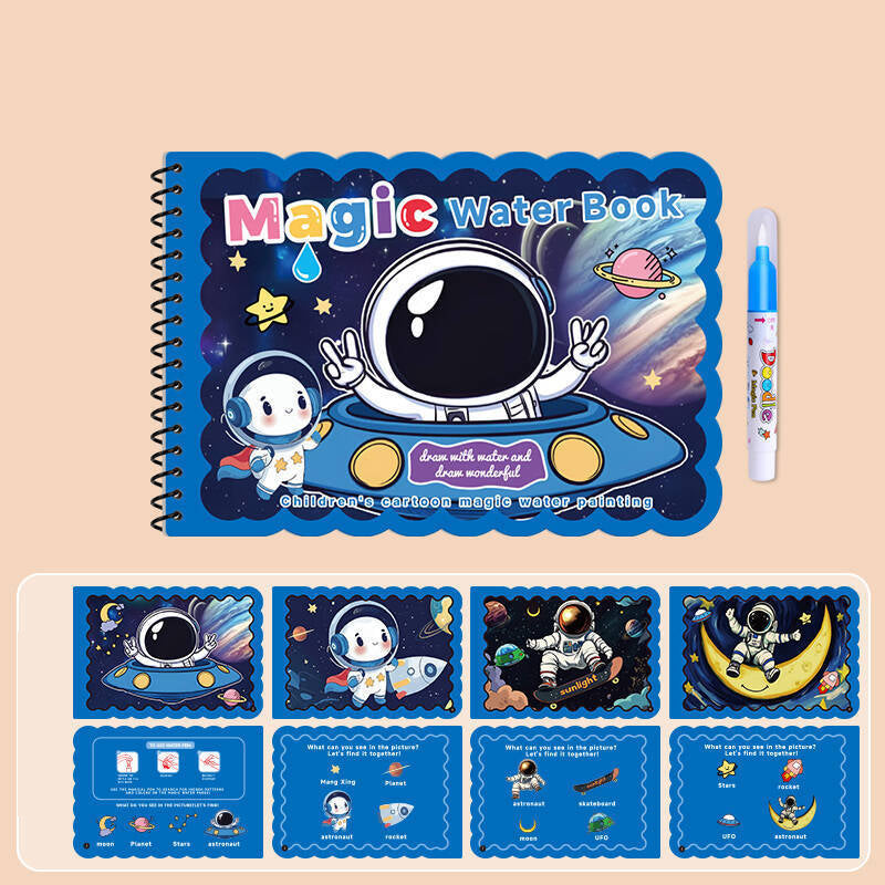 Hatwoo 1 Pack Random Style Magic Water Book With Pen (Random Color), Educational Magic Water Painting Book, Reusable Graffiti Filling Book, Christmas Gift