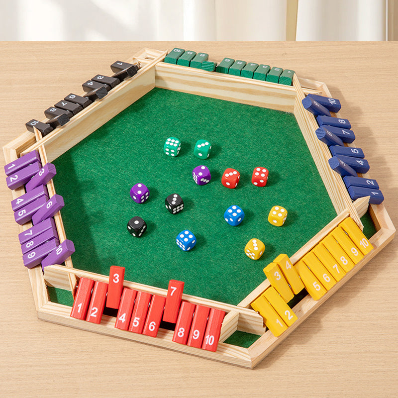 Hatwoo Shut the Box Dice Game, 2-6 Player Colorful Six-sided Board Flip Game, Wooden Classic Board Game with 10 Numbers for Party Birthday Leisure Time