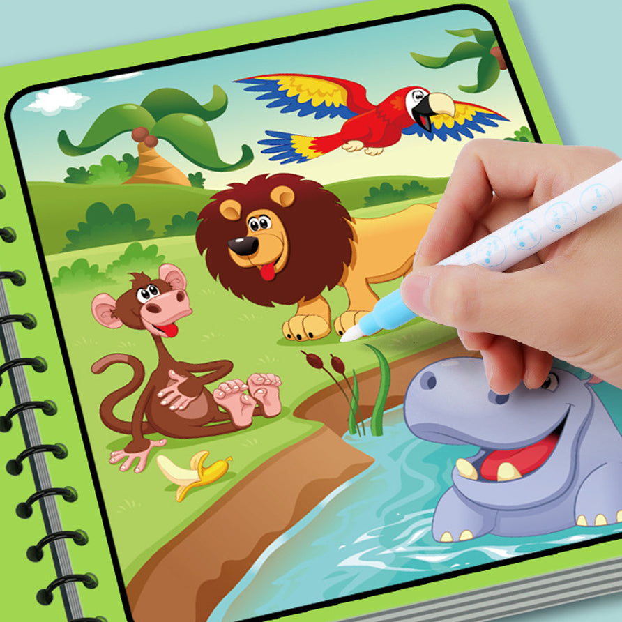 Hatwoo 2 Pack  Magic Water Book With Pen (Random Color), Educational Magic Water Painting Book, Reusable Graffiti Filling Book, Christmas Gift