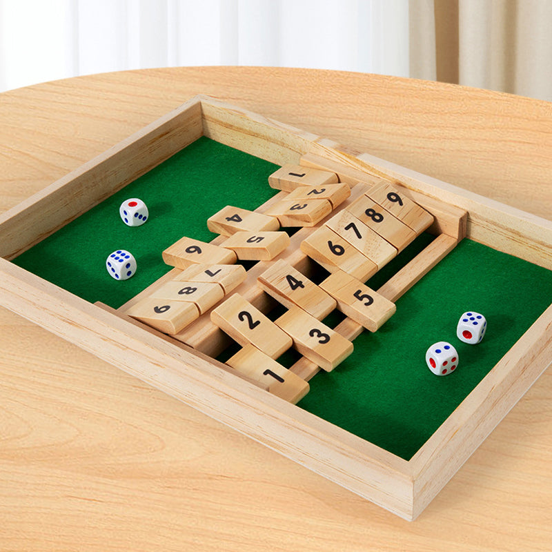 Hatwoo Double-side Wooden Shut the Box Math Board Game with Number Tiles for 2 Players, Ideal for Number Practice Addition Subtraction Skills Educational Family Strategy Game Night Gift