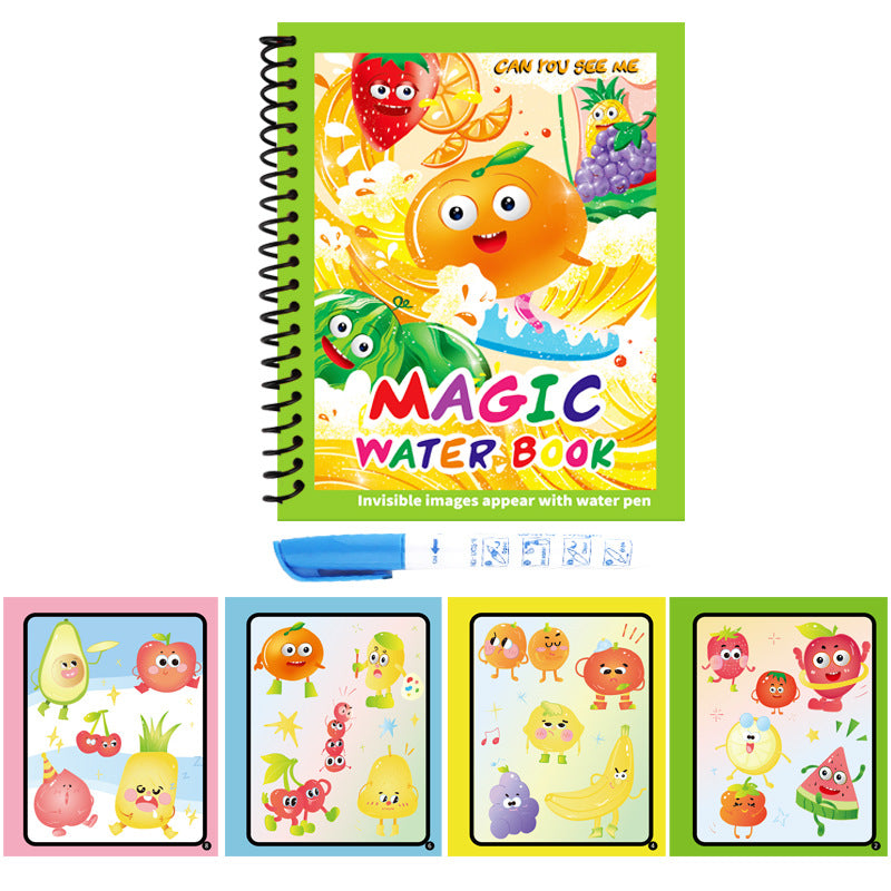 Hatwoo 2 Pack Magic Water Book With Pen (Random Color), Educational Magic Water Painting Book, Reusable Graffiti Filling Book, Christmas Gift