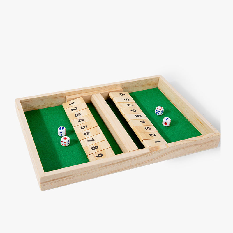 Hatwoo Double-side Wooden Shut the Box Math Board Game with Number Tiles for 2 Players, Ideal for Number Practice Addition Subtraction Skills Educational Family Strategy Game Night Gift