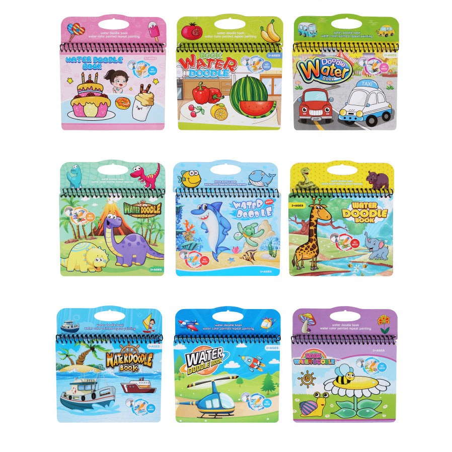 Hatwoo 1 Pack Random Style Magic Water Book With Pen (Random Color), Portable Educational Magic Water Painting Book, Reusable Graffiti Filling Book, Christmas Gift fine motor activity