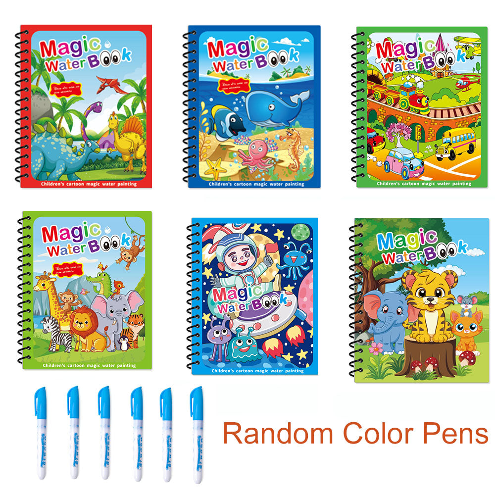 Hatwoo 4 Pack/6 Pack Water Coloring Books for Toddlers, Reusable Water Painting Books with Dinosaur Animal for Toddlers Coloring Book for Toddlers Gifts, Toddler Travel Toys