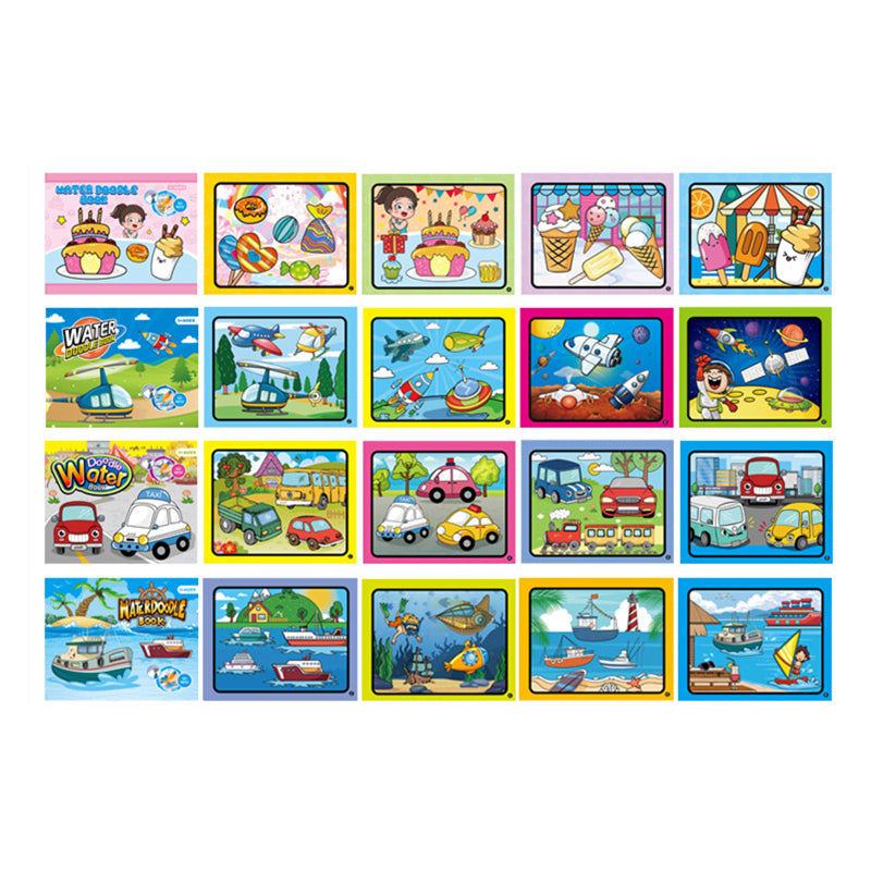 Hatwoo 1 Pack Random Style Magic Water Book With Pen (Random Color), Portable Educational Magic Water Painting Book, Reusable Graffiti Filling Book, Christmas Gift fine motor activity