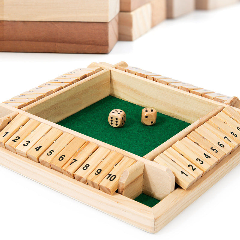 Hatwoo Shut The Box Dice Game - Colorful 4 Sided Wooden Board Math Number Games for Kids Adults Families Party Club