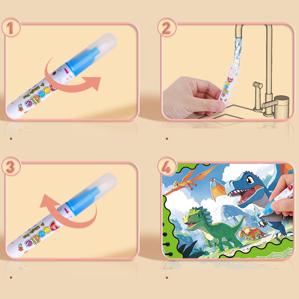 Hatwoo 4 Pack/6 Pack Water Coloring Book for Toddlers 3-5, Water Painting Drawing Book for Educational Learning Kits Gifts, Best Birthday Gifts