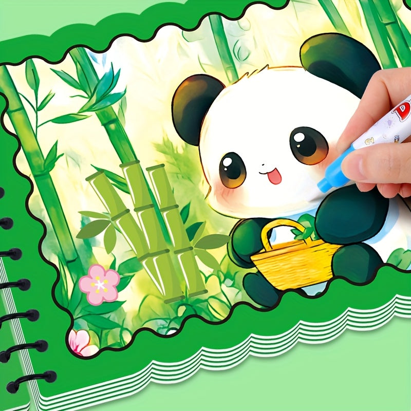 Hatwoo 1 Pack Random Style Magic Water Book With Pen (Random Color), Educational Magic Water Painting Book, Reusable Graffiti Filling Book, Christmas Gift