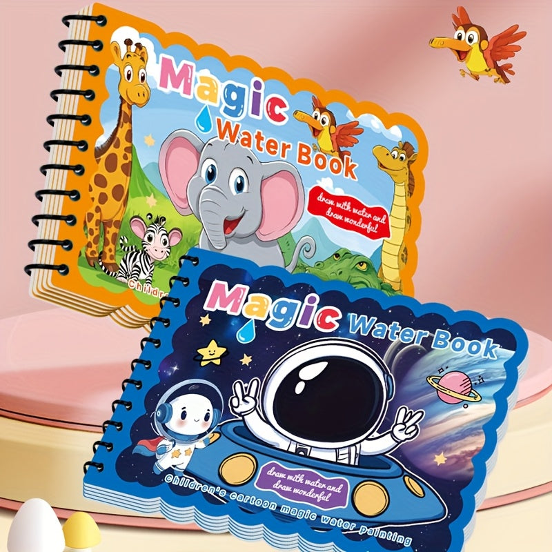 Hatwoo 1 Pack Random Style Magic Water Book With Pen (Random Color), Educational Magic Water Painting Book, Reusable Graffiti Filling Book, Christmas Gift