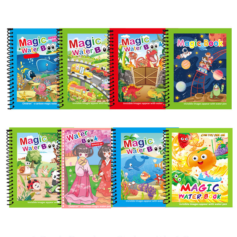 Hatwoo 2 Pack Magic Water Book With Pen (Random Color), Educational Magic Water Painting Book, Reusable Graffiti Filling Book, Christmas Gift