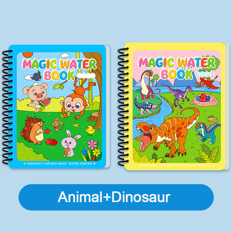 Hatwoo 2 Pack Random Style Magic Water Book With Pen (Random Color), Educational Magic Water Painting Book, Reusable Graffiti Filling Book, Christmas Gift