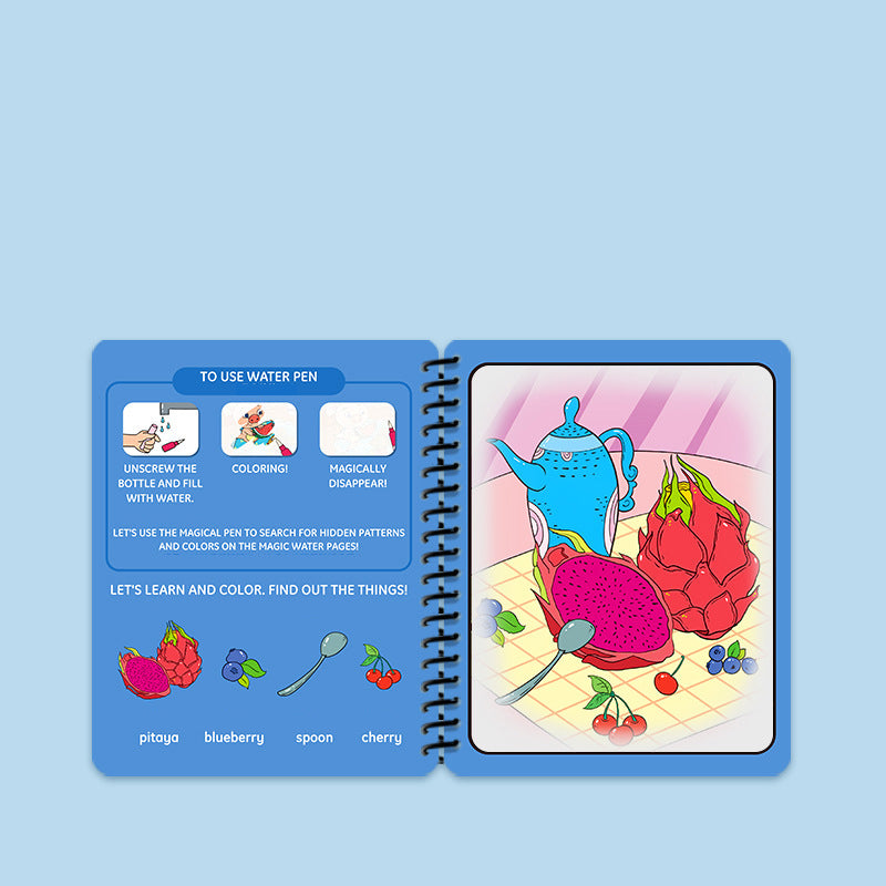 Hatwoo 2 Pack Random Style Magic Water Book With Pen (Random Color), Educational Magic Water Painting Book, Reusable Graffiti Filling Book, Christmas Gift