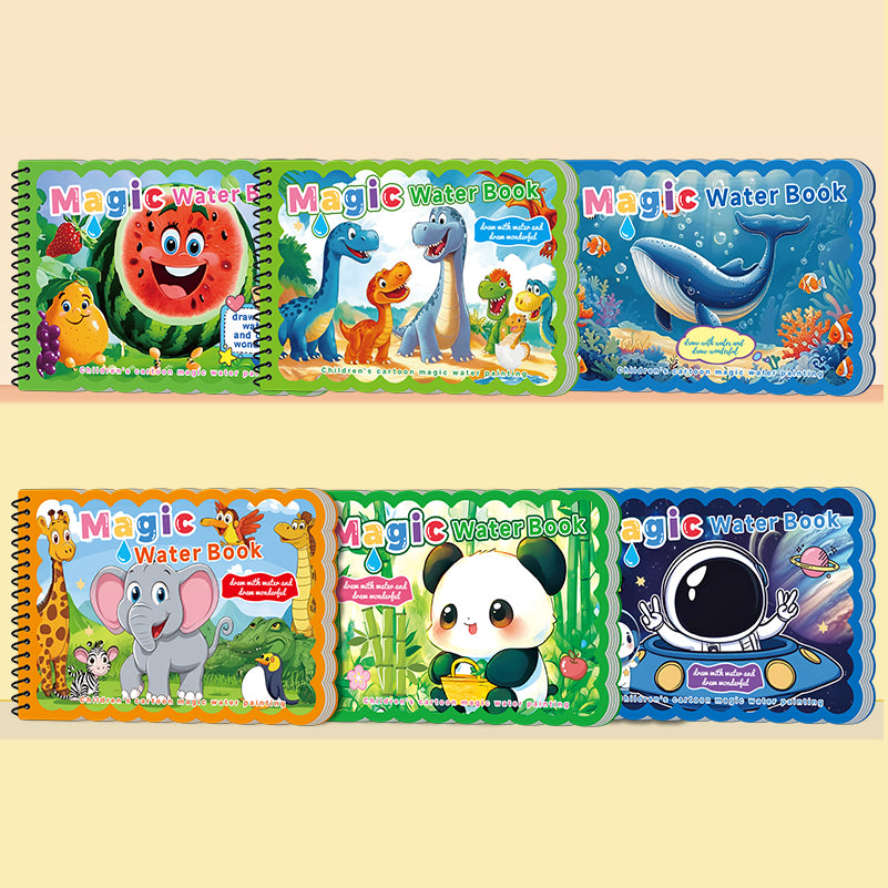 Hatwoo 1 Pack Random Style Magic Water Book With Pen (Random Color), Educational Magic Water Painting Book, Reusable Graffiti Filling Book, Christmas Gift