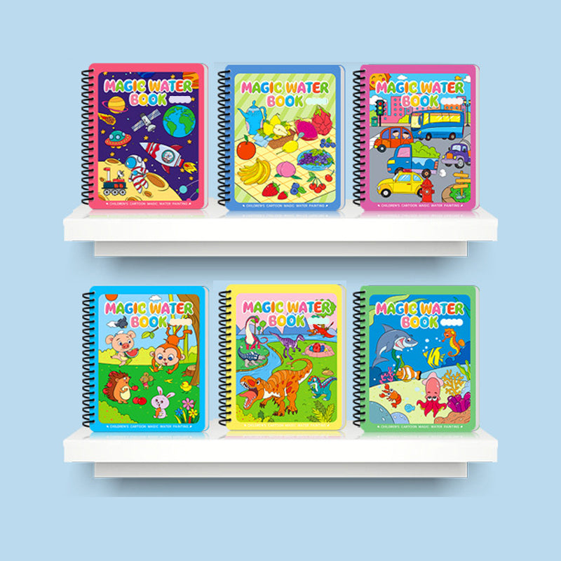 Hatwoo 2 Pack Random Style Magic Water Book With Pen (Random Color), Educational Magic Water Painting Book, Reusable Graffiti Filling Book, Christmas Gift