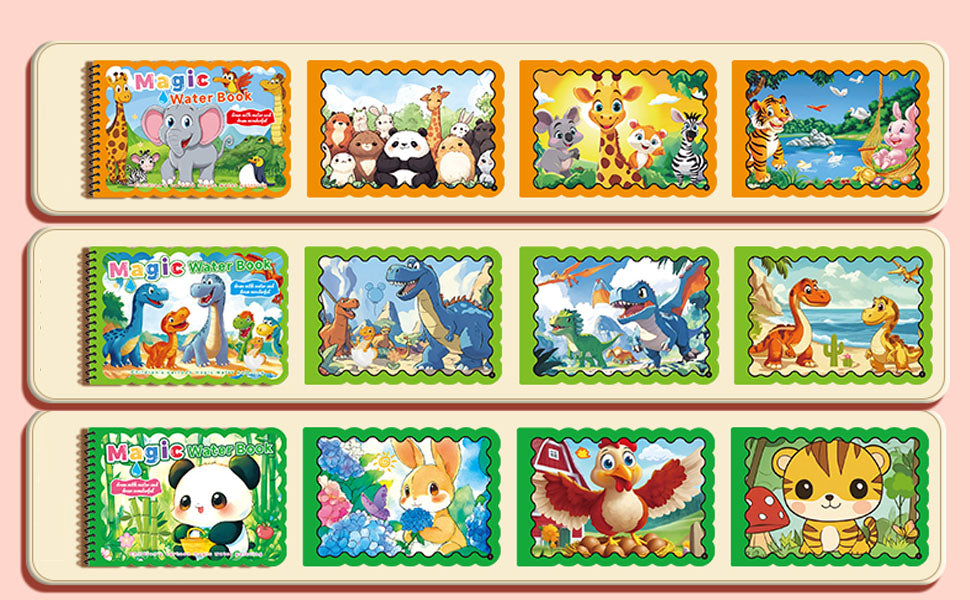 Hatwoo 1 Pack Random Style Magic Water Book With Pen (Random Color), Educational Magic Water Painting Book, Reusable Graffiti Filling Book, Christmas Gift