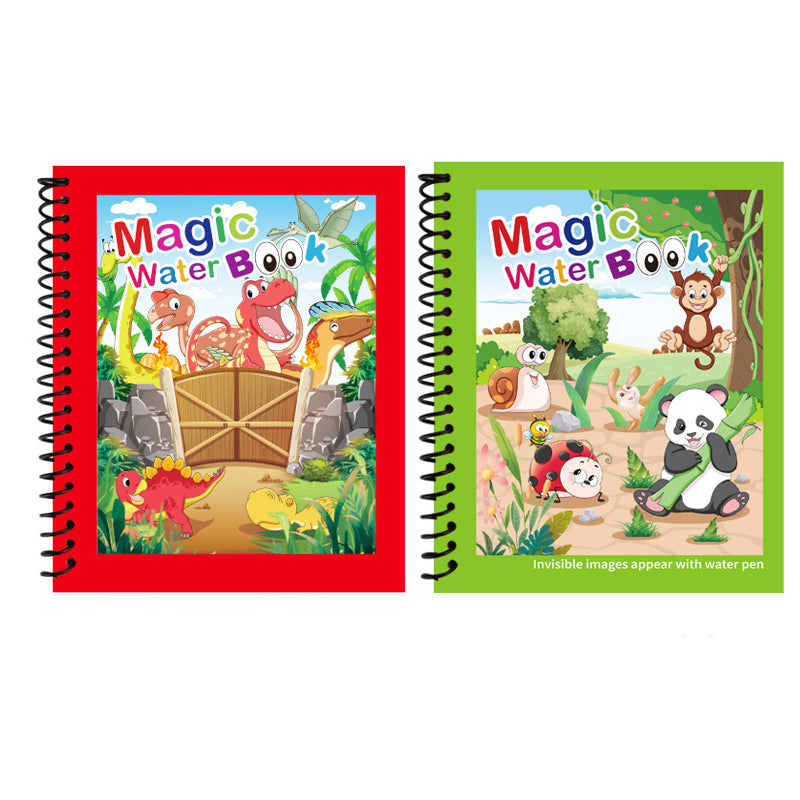 Hatwoo 2 Pack Magic Water Book With Pen (Random Color), Educational Magic Water Painting Book, Reusable Graffiti Filling Book, Christmas Gift