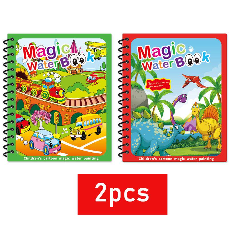 Hatwoo 2 Pack  Magic Water Book With Pen (Random Color), Educational Magic Water Painting Book, Reusable Graffiti Filling Book, Christmas Gift