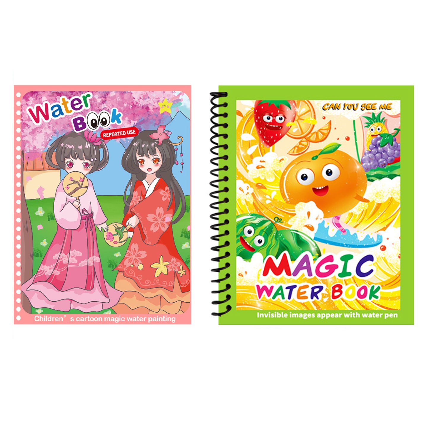 Hatwoo 2 Pack Magic Water Book With Pen (Random Color), Educational Magic Water Painting Book, Reusable Graffiti Filling Book, Christmas Gift