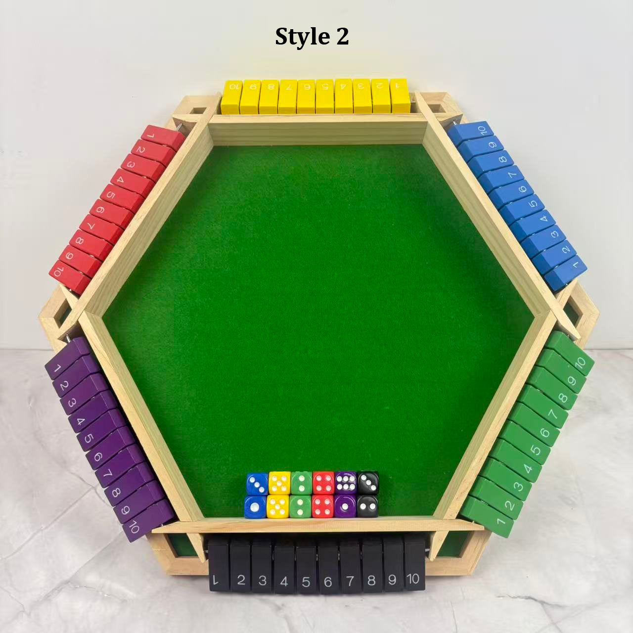 Hatwoo Shut the Box Dice Game, 2-6 Player Colorful Six-sided Board Flip Game, Wooden Classic Board Game with 10 Numbers for Party Birthday Leisure Time